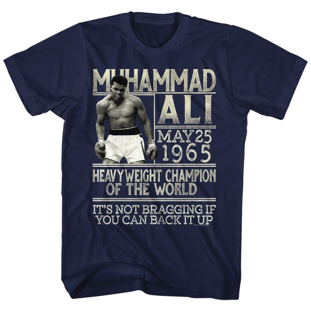 Muhammad Ali Back It Up Navy Adult T Shirt